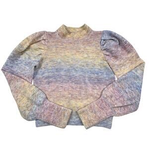 SO Space Dye Puff Sleeve Sweater Women's S Pastel Feminine Coquette